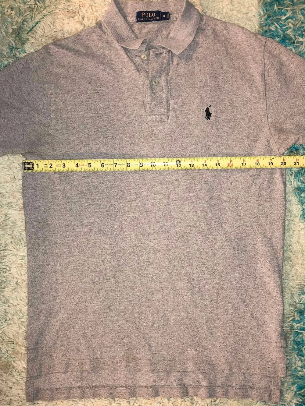 Ralph Lauren Light Heather Gray Polo Shirt with Navy Pony